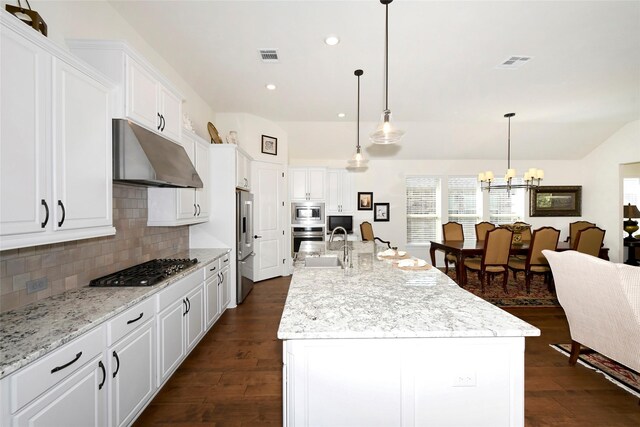 5314 Tribolo Trl, Round Rock, TX 78665 - kitchen with tasteful backsplash, dark wood-type flooring, under cabinet range hood, visible vents, and appliances with stainless steel finishes