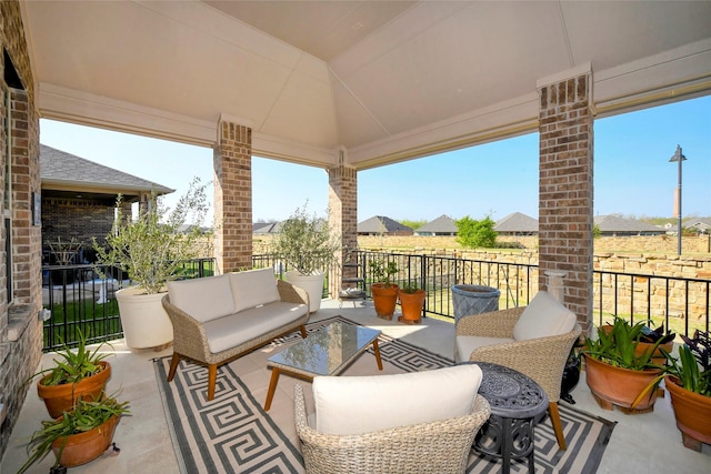 5314 Tribolo Trl, Round Rock, TX 78665 - view of patio featuring an outdoor living space and a balcony