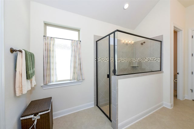 5314 Tribolo Trl, Round Rock, TX 78665 - interior space featuring baseboards, vaulted ceiling, tile patterned floors, and recessed lighting