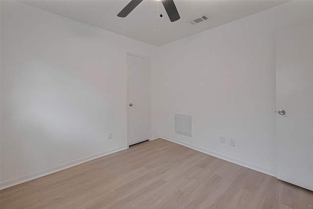 6219 Canada Dr, Pasadena, TX 77505 - unfurnished room with baseboards, light wood-style flooring, visible vents, and a ceiling fan