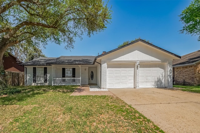 6219 Canada Dr, Pasadena, TX 77505 - single story home with a garage, concrete driveway, a front yard, brick siding, and a porch