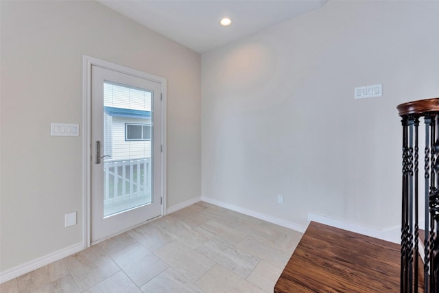 interior space with recessed lighting, visible vents, and baseboards