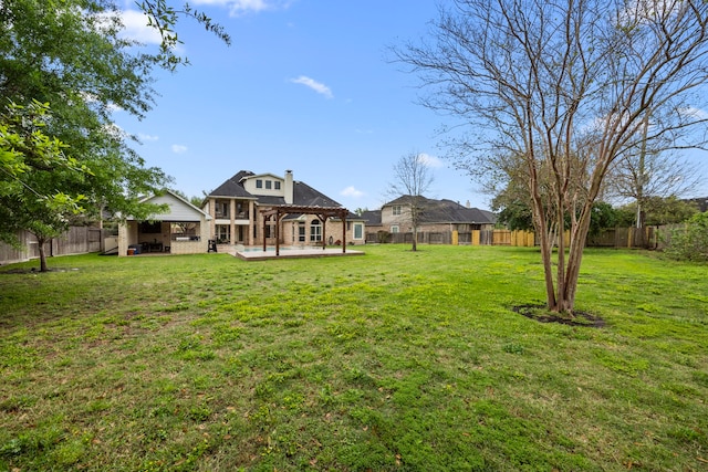 view of yard with a fenced backyard and a patio area