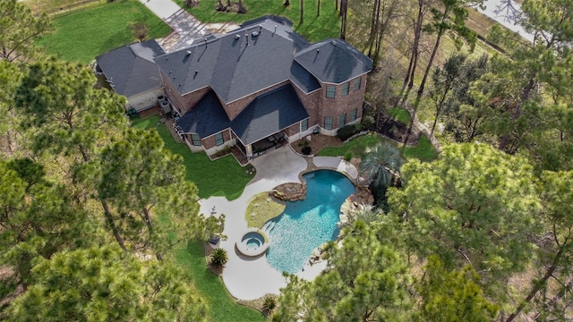27603 Siandra Creek Ln, Spring, TX 77386 - aerial view of property and surrounding area featuring a pool