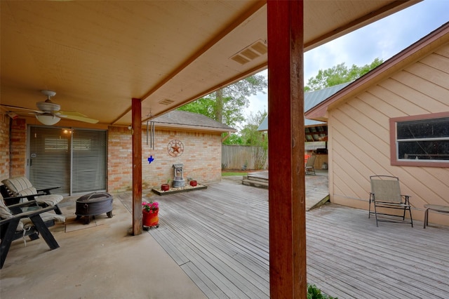 900 Manchester Dr, Conroe, TX 77304 - wooden terrace with a ceiling fan
