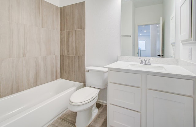 693 Cape Capri Dr, Katy, TX 77493 - full bath with toilet, vanity, and shower / bathtub combination