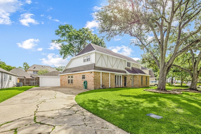 11814 Drexelbrook Dr, Houston, TX 77077 - view of home's exterior with brick siding, roof with shingles, a detached garage, and an outdoor structure