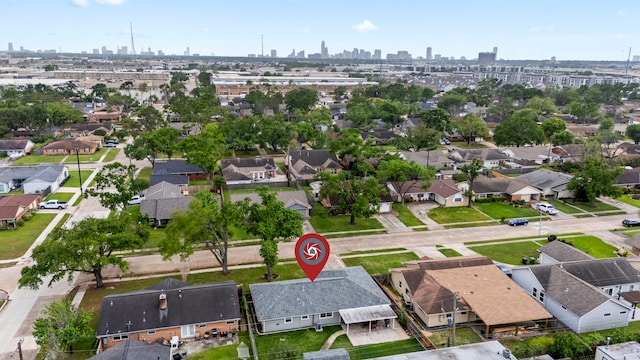 aerial view with a view of city and a residential view