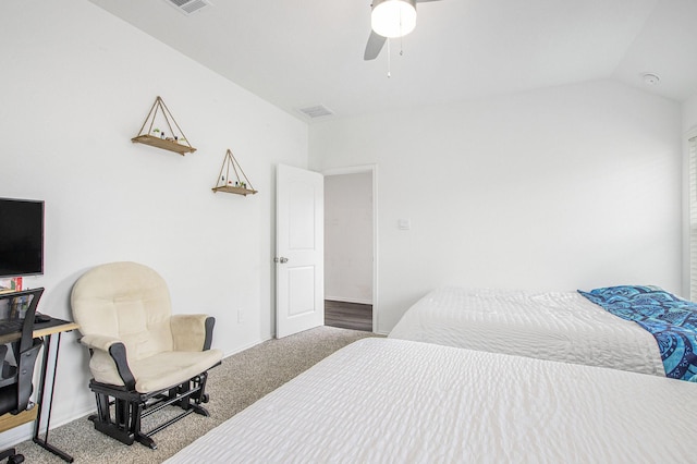 4984 Pismo Ray Dr, Katy, TX 77493 - carpeted bedroom with lofted ceiling and a ceiling fan