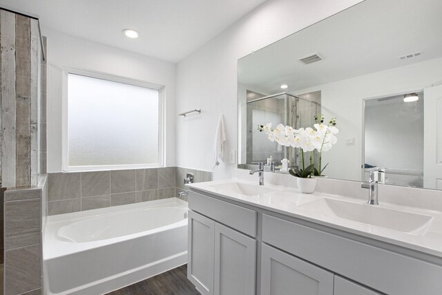 4984 Pismo Ray Dr, Katy, TX 77493 - full bath featuring a stall shower, visible vents, and a sink