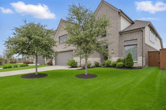 21134 Coral View Dr, Cypress, TX 77433 - view of front of house featuring an attached garage, driveway, brick siding, and a front yard