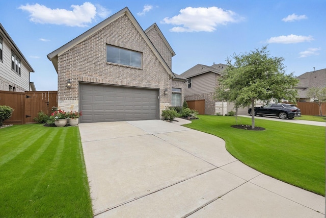 21134 Coral View Dr, Cypress, TX 77433 - traditional-style home featuring fence, brick siding, a front yard, and concrete driveway
