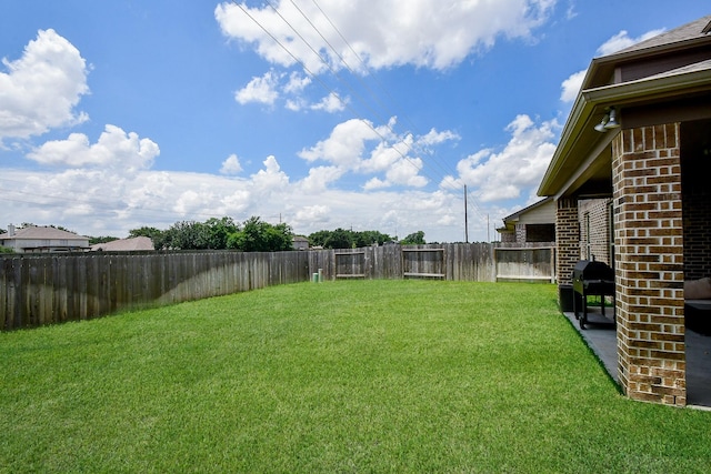 view of yard with a fenced backyard