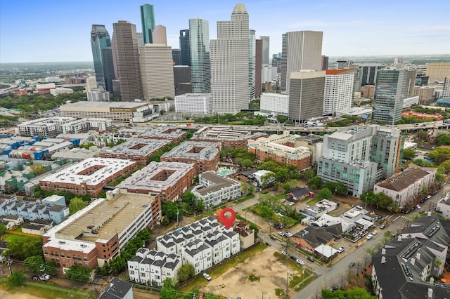 aerial view with a city view
