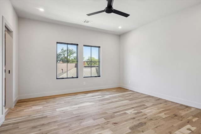 519 Milwaukee St, Houston, TX 77009 - unfurnished room featuring baseboards, visible vents, light wood-style flooring, and recessed lighting