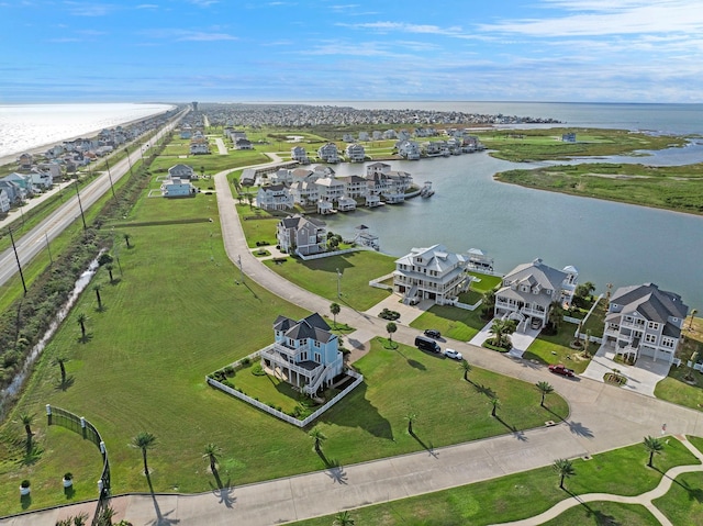 20919 W Sunset Bay Dr, Galveston, TX 77554 - aerial perspective of suburban area with a large body of water