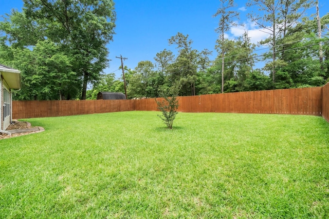view of yard featuring a fenced backyard