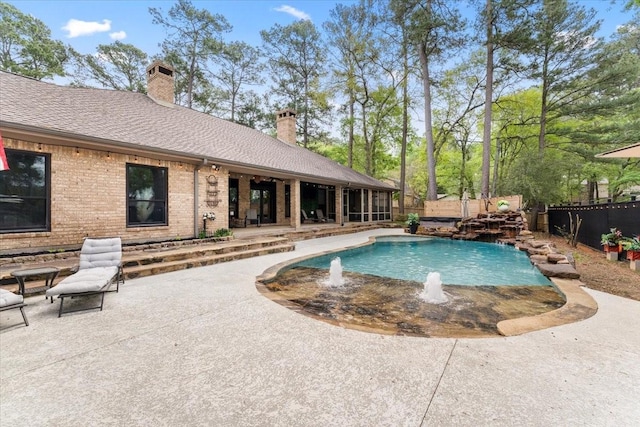 view of pool featuring fence, a patio area, and a fenced in pool