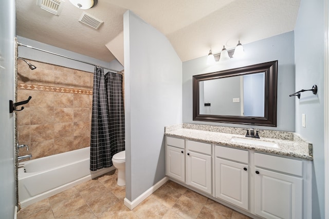 14507 Heron Marsh Dr, Cypress, TX 77429 - bathroom featuring toilet, vanity, shower / bath combination with curtain, and baseboards
