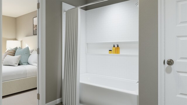 bathroom with a bath and walk in shower