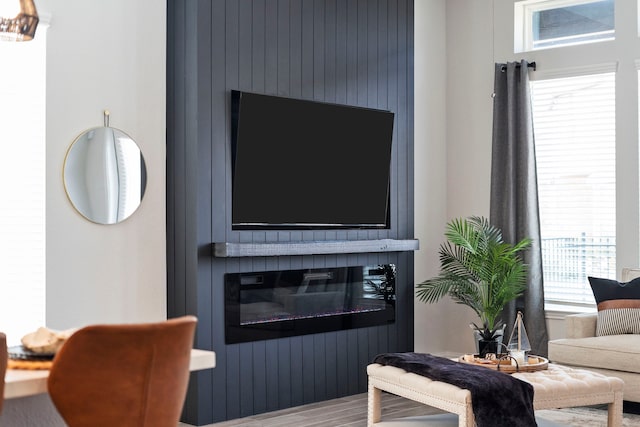 living area with wood finished floors