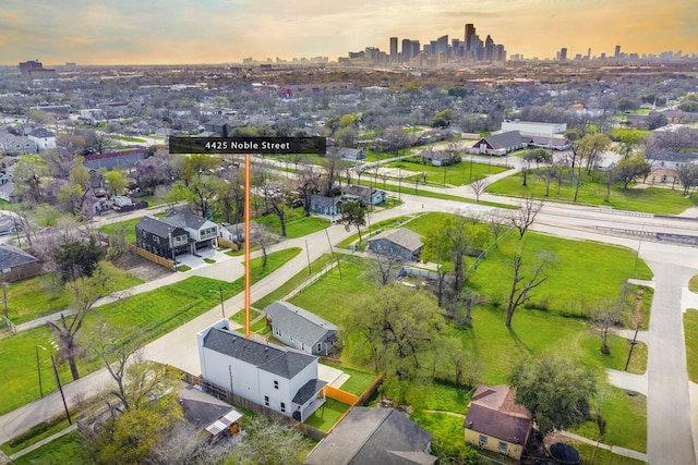 aerial view with a city view