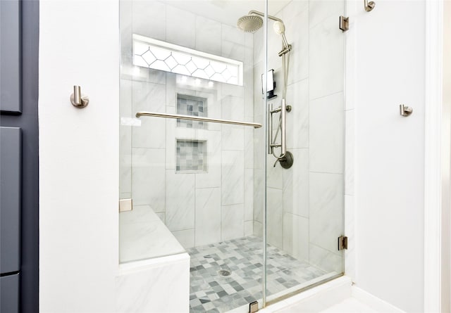 full bathroom featuring a stall shower