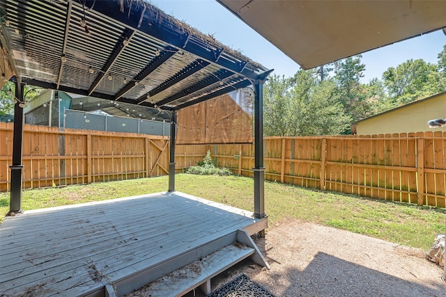 3226 Poe Dr, Montgomery, TX 77356 - view of yard with a fenced backyard, a pergola, and a deck