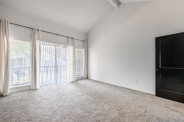 3226 Poe Dr, Montgomery, TX 77356 - carpeted empty room with vaulted ceiling with beams