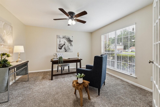 7107 Grant Dr, Magnolia, TX 77354 - office space with carpet floors, ceiling fan, and baseboards