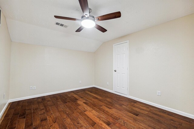 7107 Grant Dr, Magnolia, TX 77354 - additional living space featuring vaulted ceiling, hardwood / wood-style flooring, ceiling fan, and baseboards