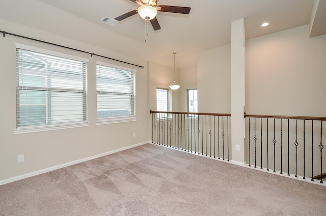 5203 Prairie Terrace Ln, Fulshear, TX 77441 - unfurnished room featuring visible vents, baseboards, ceiling fan, recessed lighting, and carpet floors