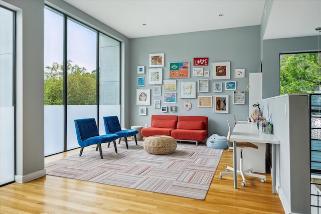 living area with wood finished floors