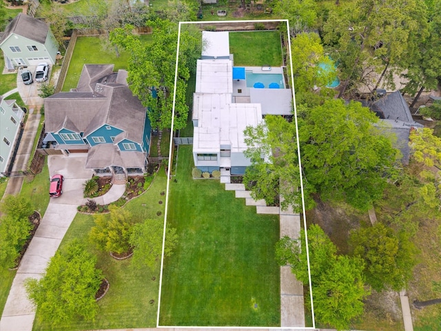 aerial view with a residential view