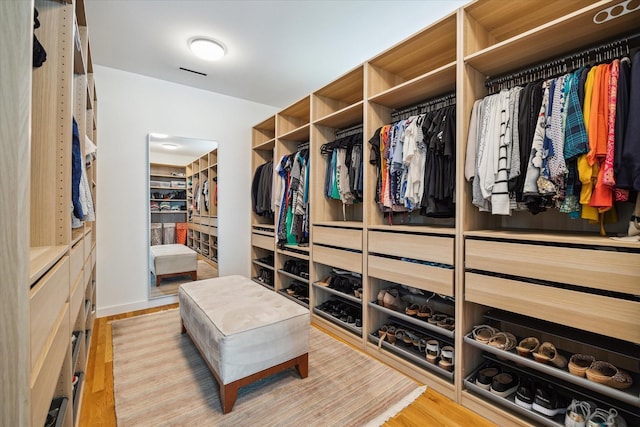spacious closet featuring wood finished floors