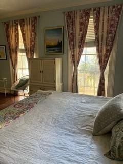 bedroom with multiple windows