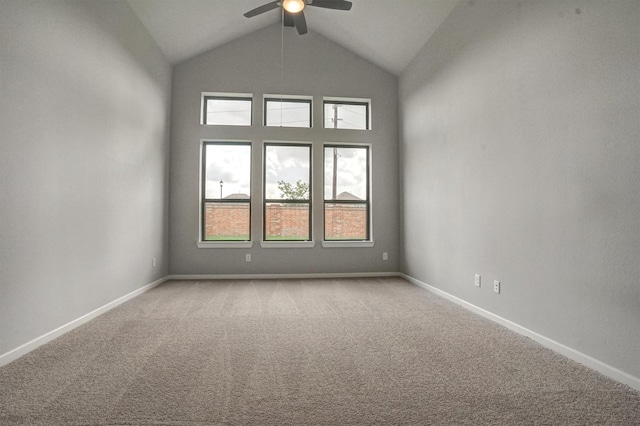 2904 Apple Rose, Katy, TX 77493 - carpeted spare room with baseboards, ceiling fan, and vaulted ceiling
