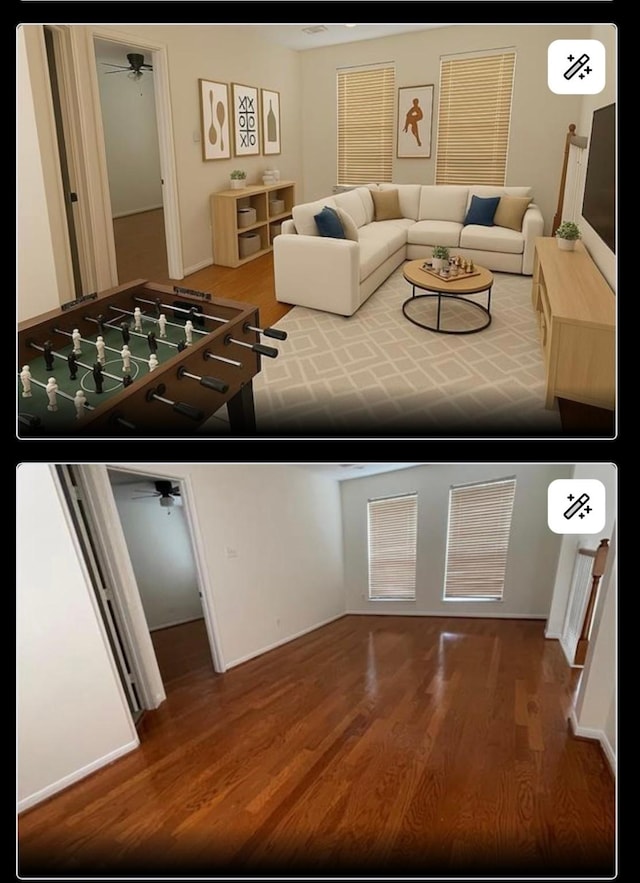4311 Lakeside Meadow Dr, Missouri City, TX 77459 - interior space featuring wood finished floors and ceiling fan