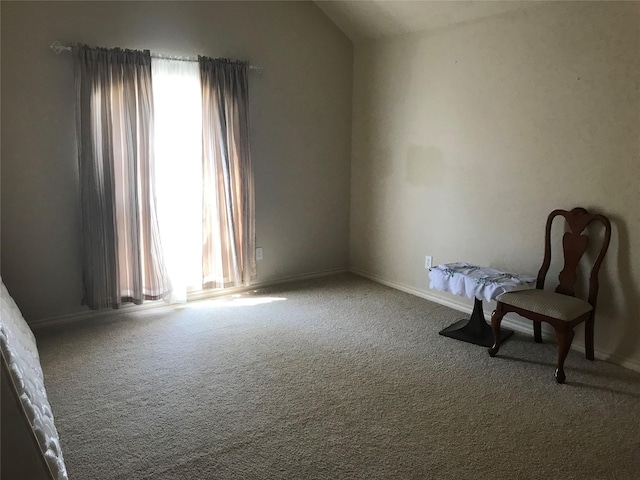 8007 Furleson Dr, Rosenberg, TX 77469 - sitting room featuring baseboards, vaulted ceiling, and carpet flooring