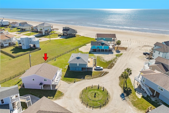 4406 Tampico Way, Galveston, TX 77554 - drone / aerial view featuring a view of the beach, a residential view, and a water view