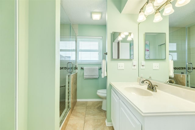 4406 Tampico Way, Galveston, TX 77554 - full bathroom with a shower stall, baseboards, a chandelier, and a textured ceiling
