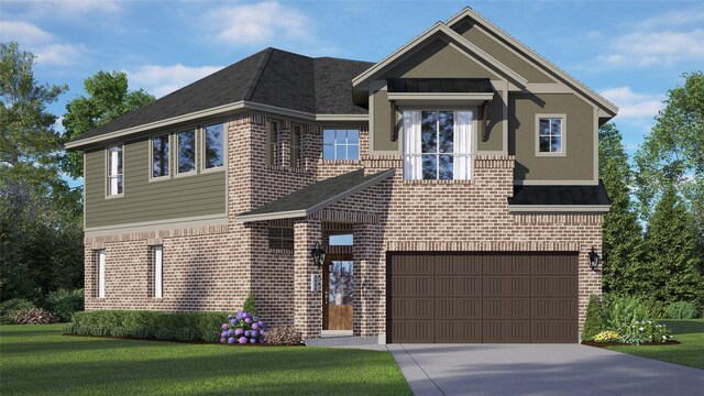 15847 Invergelder Dr, Atascocita, TX 77346 - traditional-style home featuring a front lawn, driveway, a garage, and brick siding
