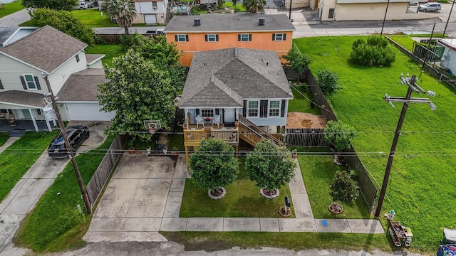 aerial view with a residential view