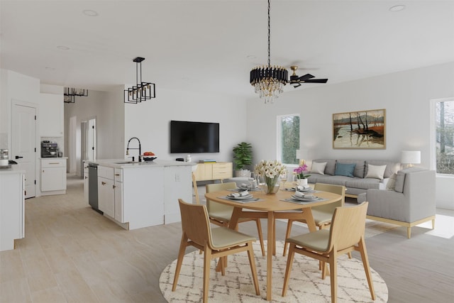 dining space featuring a notable chandelier