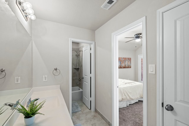 7611 Mesquite Hill Ln, Richmond, TX 77469 - full bath featuring tub / shower combination, a ceiling fan, vanity, baseboards, and ensuite bath