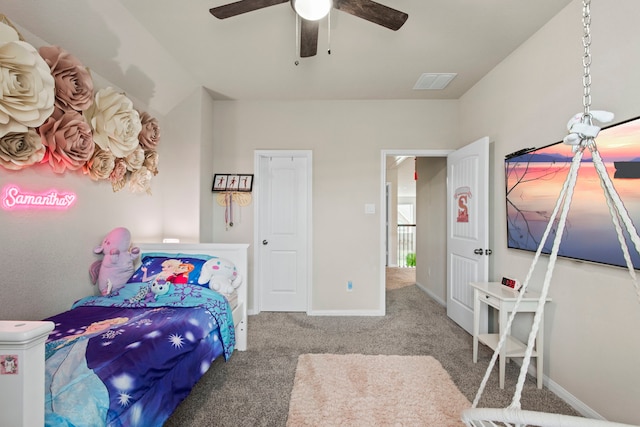 7611 Mesquite Hill Ln, Richmond, TX 77469 - carpeted bedroom with baseboards and ceiling fan