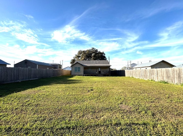 view of yard with a fenced backyard