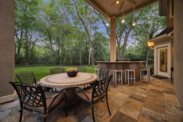271 W Pines Dr, Montgomery, TX 77356 - view of patio / terrace with a ceiling fan and view of scattered trees
