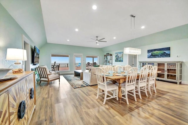 126 Tamana Dr, Tiki Island, TX 77554 - dining room featuring light wood-style flooring, recessed lighting, and ceiling fan