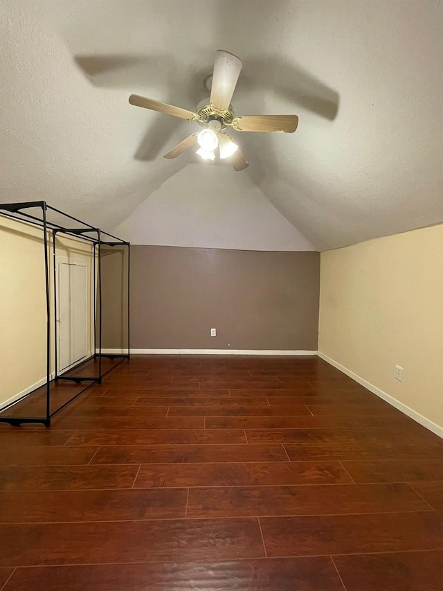 2503 Radcliffe Dr, Sugar Land, TX 77498 - bonus room with dark wood-type flooring, lofted ceiling, and a ceiling fan